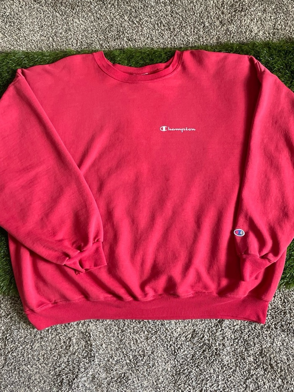 Champion Red Crewneck Sweatshirt with Logo